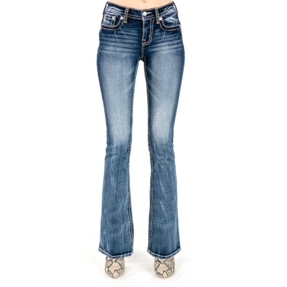 Miss Me - Saddle Stitch Border Bootcut Jeans - Size 26 - JE5014b23R